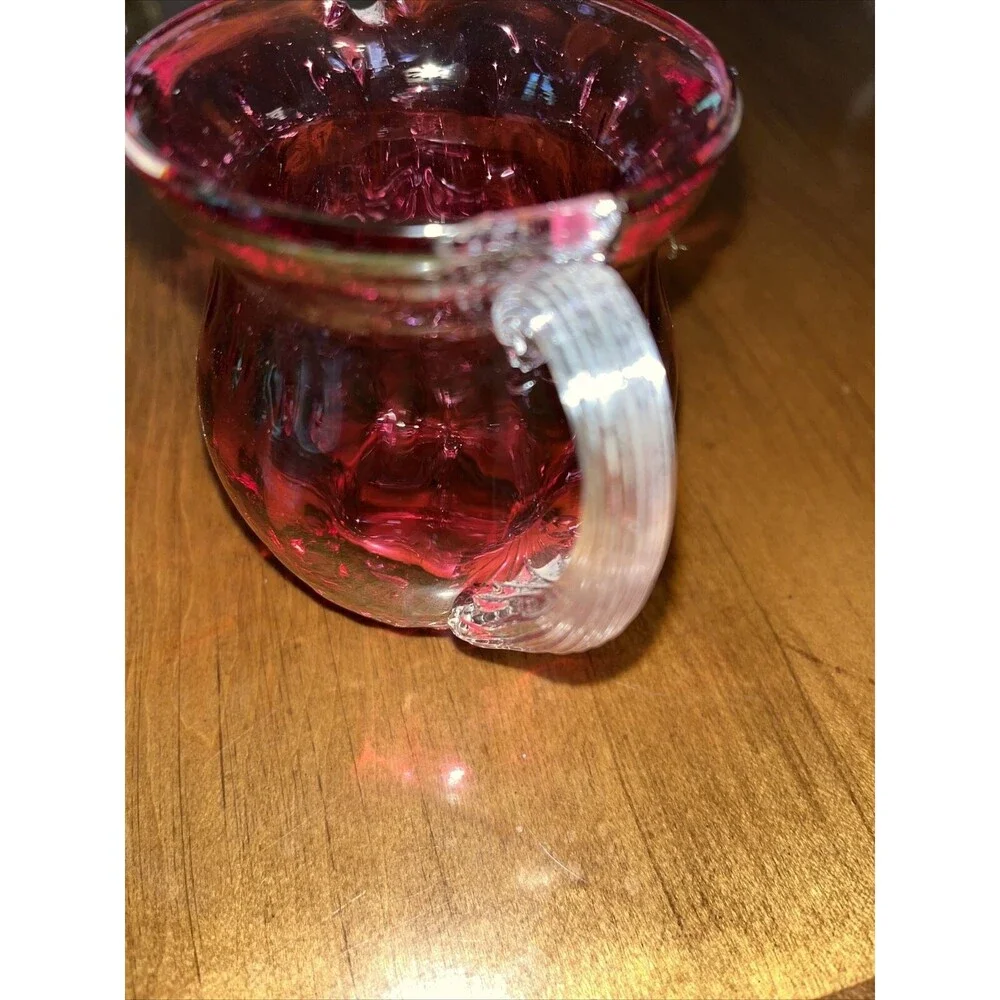 Pilgrim Glass Hand Blown Optic Cranberry 3.5